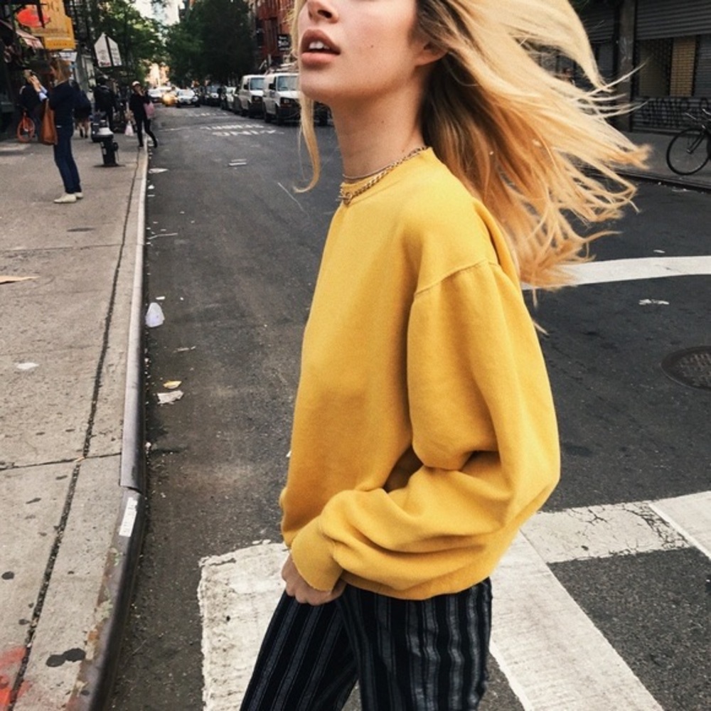 Brandy Melville Mustard Yellow Crewneck